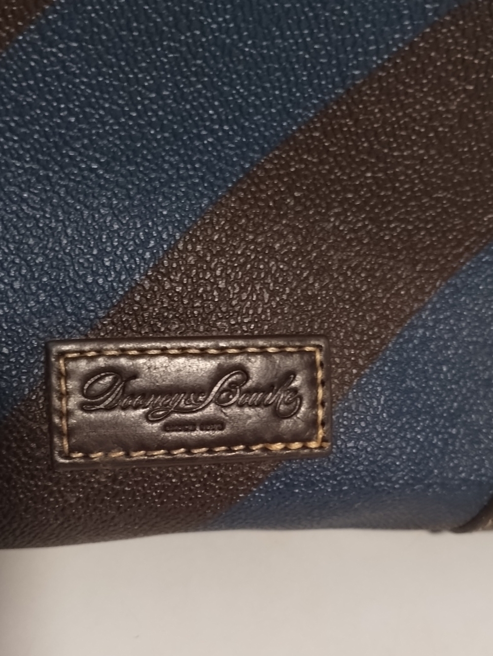 Dooney & Bourke Navy and Brown Striped Toiletry Pouch